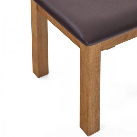 Solid Oak : Ghế Đôn Gỗ Sồi Mặt Nệm - Da Pu Đen